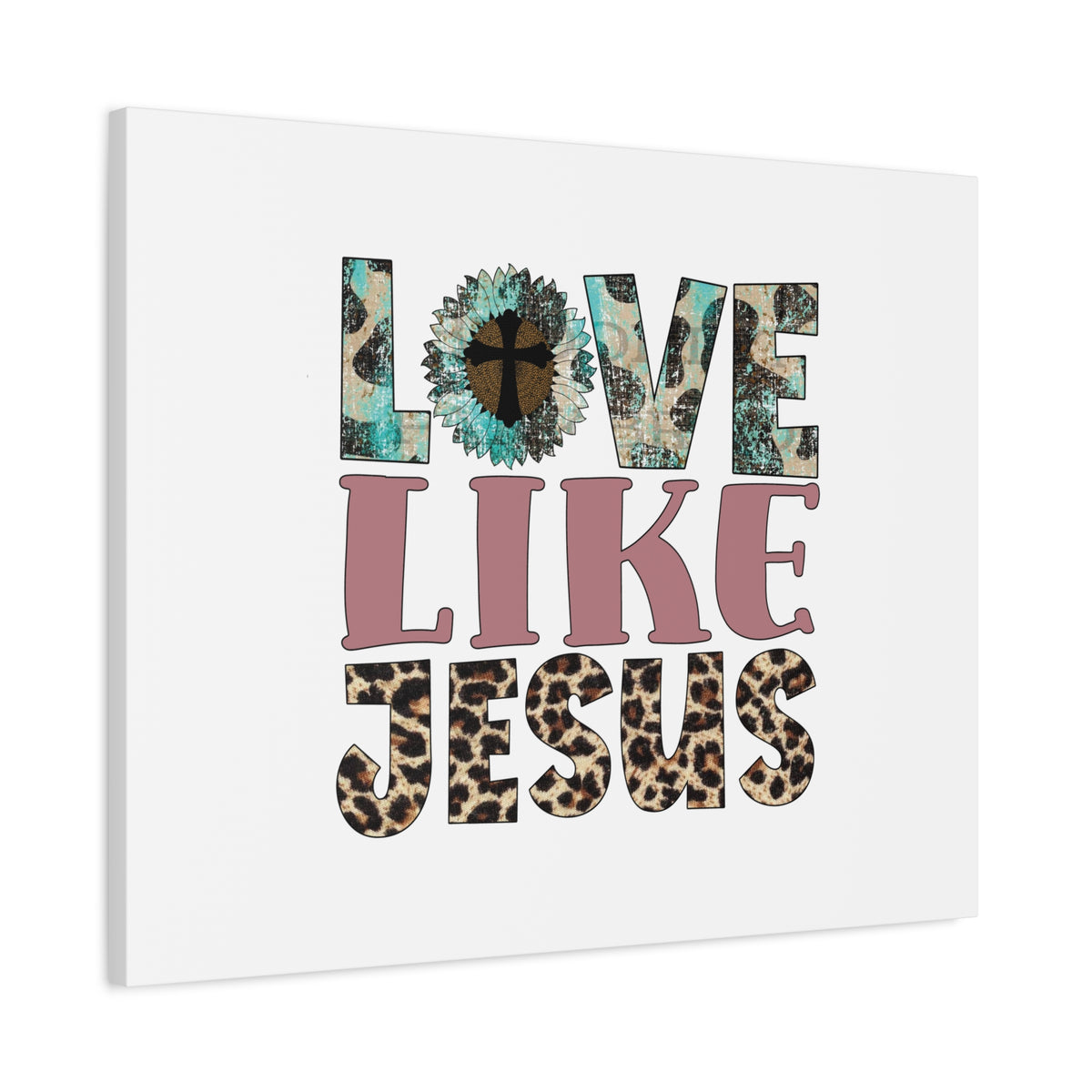 Scripture Canvas Love Like Jesus John 15:12 Blue Flower Christian Wall Art Bible Verse Print Ready to Hang