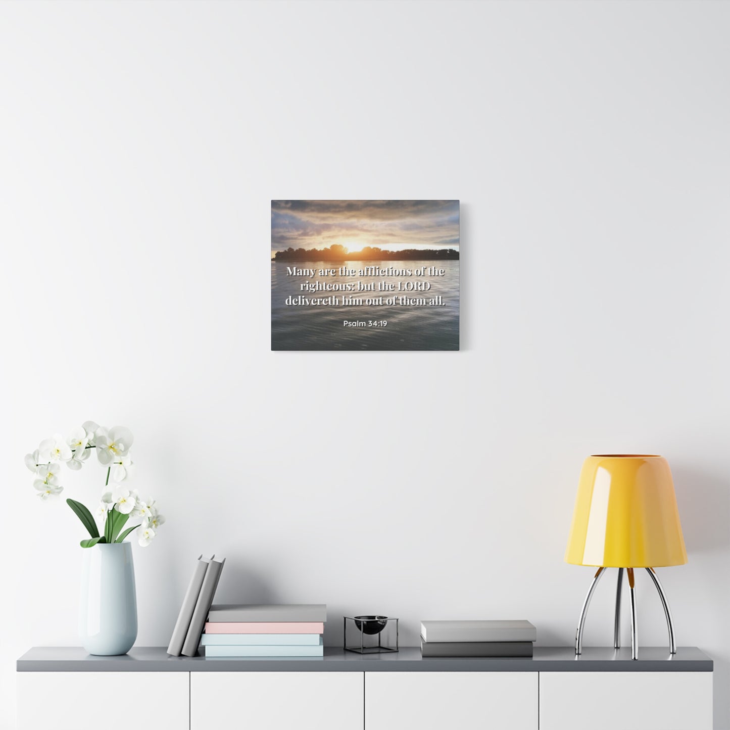 Scripture Canvas The Afflictions Psalm 34:19 Christian Wall Art Bible Verse Print Ready to Hang