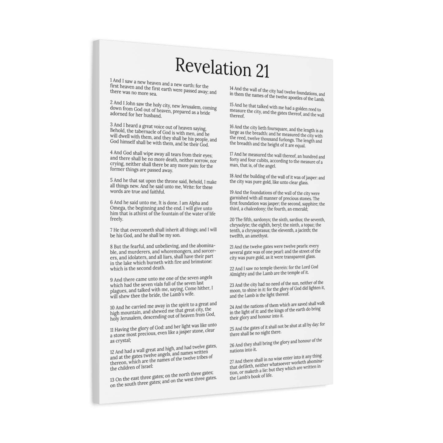 Scripture Walls Revelation 21 Chapter New Heaven and New Earth White Christian Wall Art Print Ready to Hang Unframed
