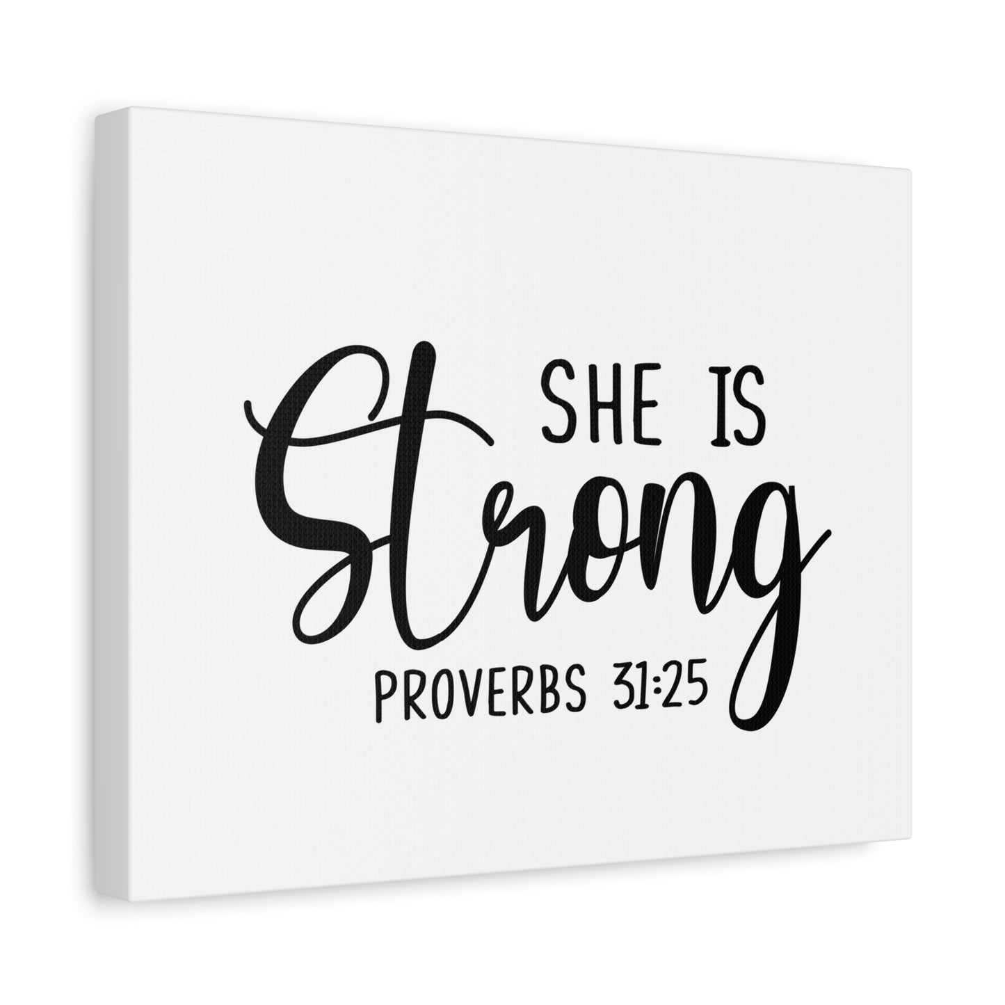 Scripture Canvas She Is Strong Proverbs 31:25 Christian Wall Art Bible Verse Print Ready to Hang