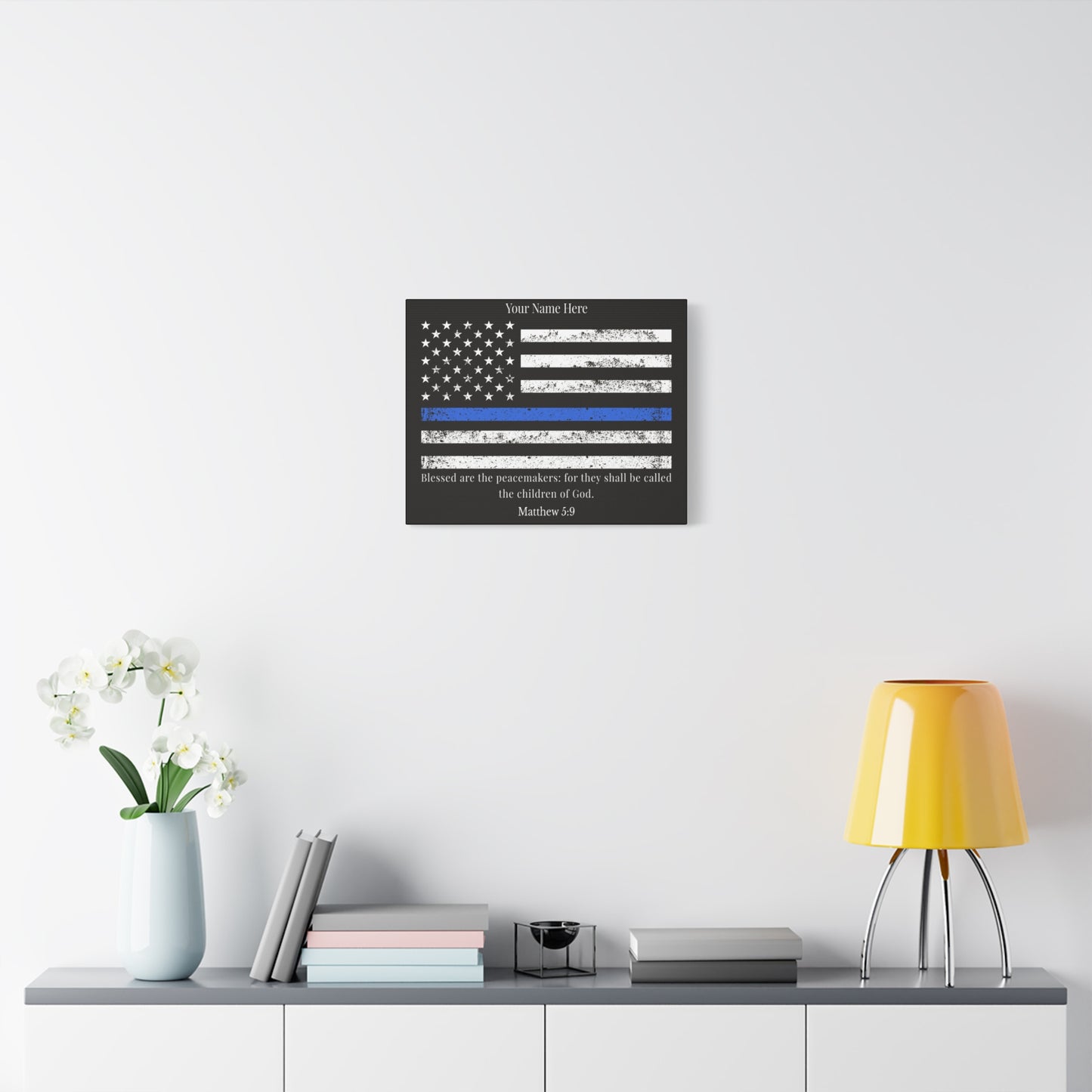 Scripture Walls Personalized Matthew 5:9 Police Officer Badge Bible Canvas Christian Wall Art Ready to Hang Unframed