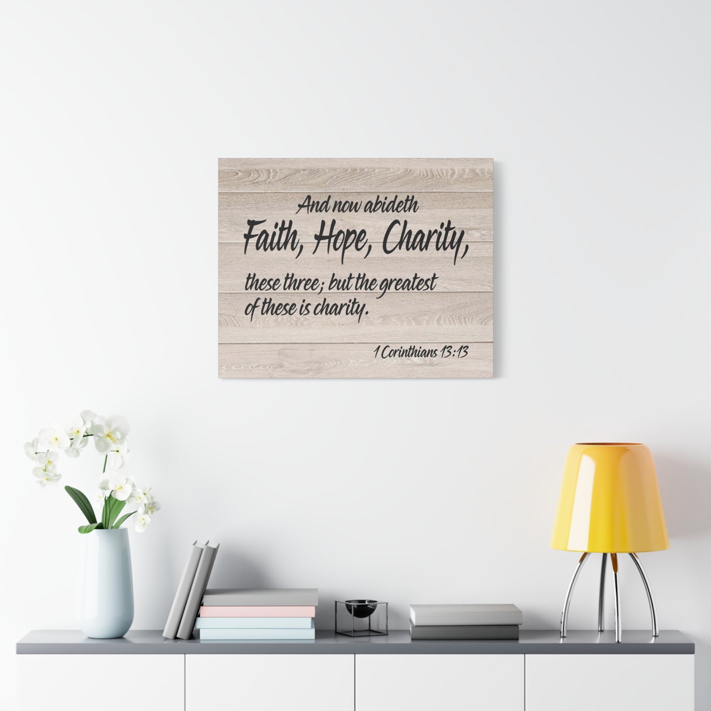 Bible Verse Canvas Faith Hope Charity 1 Corinthians 13:13 Wall Art Christian Home Decor