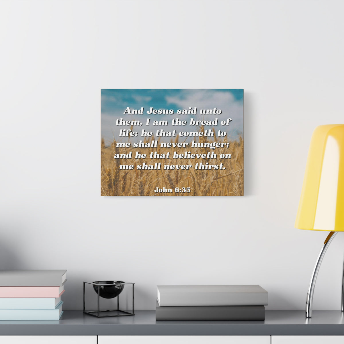 Scripture Canvas Bread Of Life John 6:35 Christian Wall Art Bible Verse Print Ready to Hang