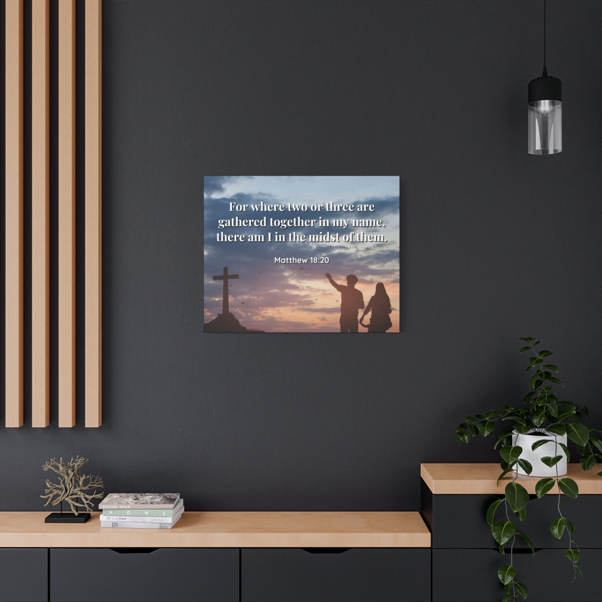 Scripture Canvas Midst Of Them Matthew 18:20 Christian Wall Art Bible Verse Print Ready to Hang