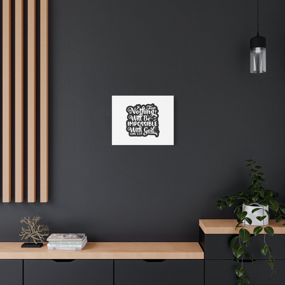 Scripture Canvas With God Luke 1:37 Christian Wall Art Bible Verse Print Ready to Hang