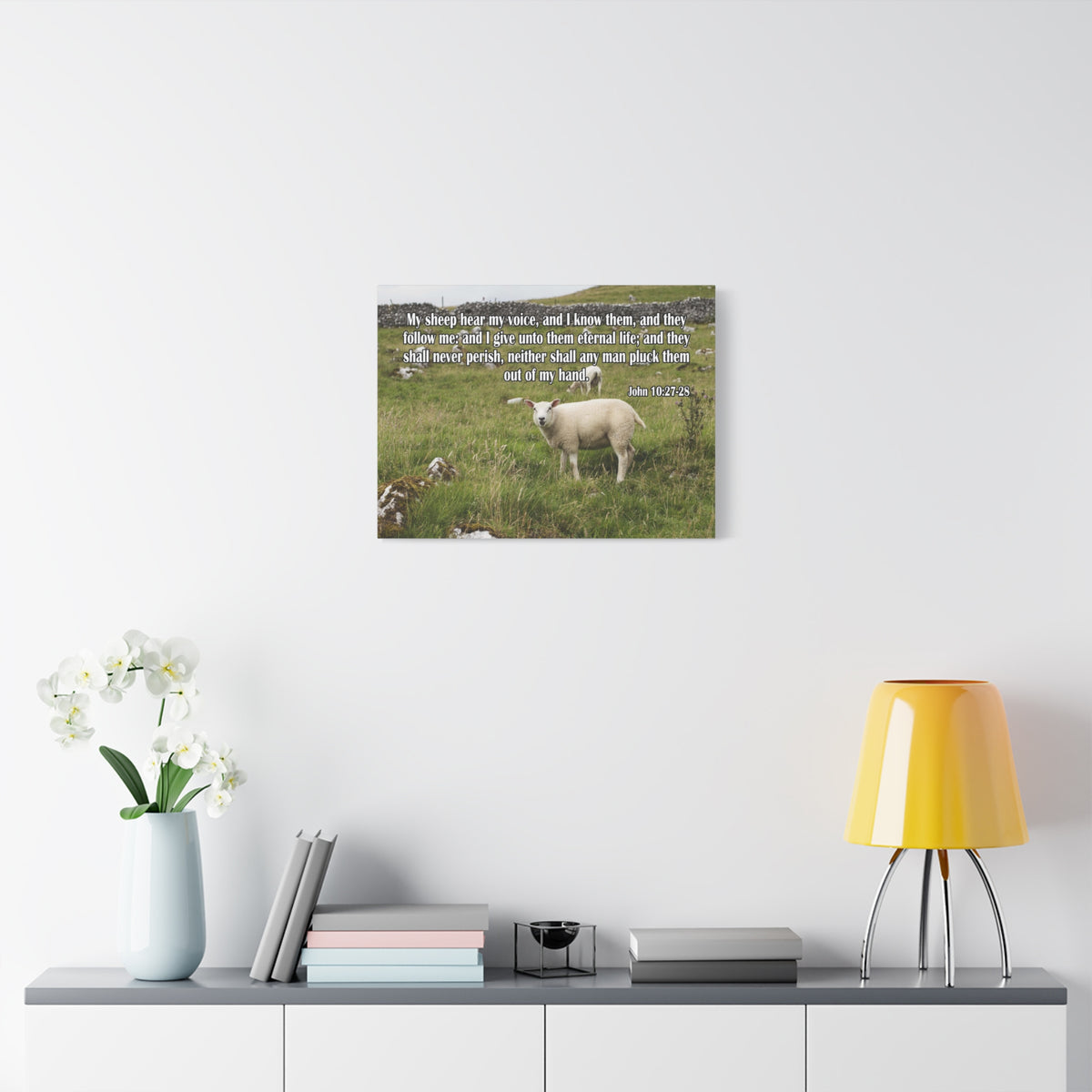 Scripture Canvas Hear My Voice John 10:27-28 Christian Wall Art Bible Verse Print Ready to Hang