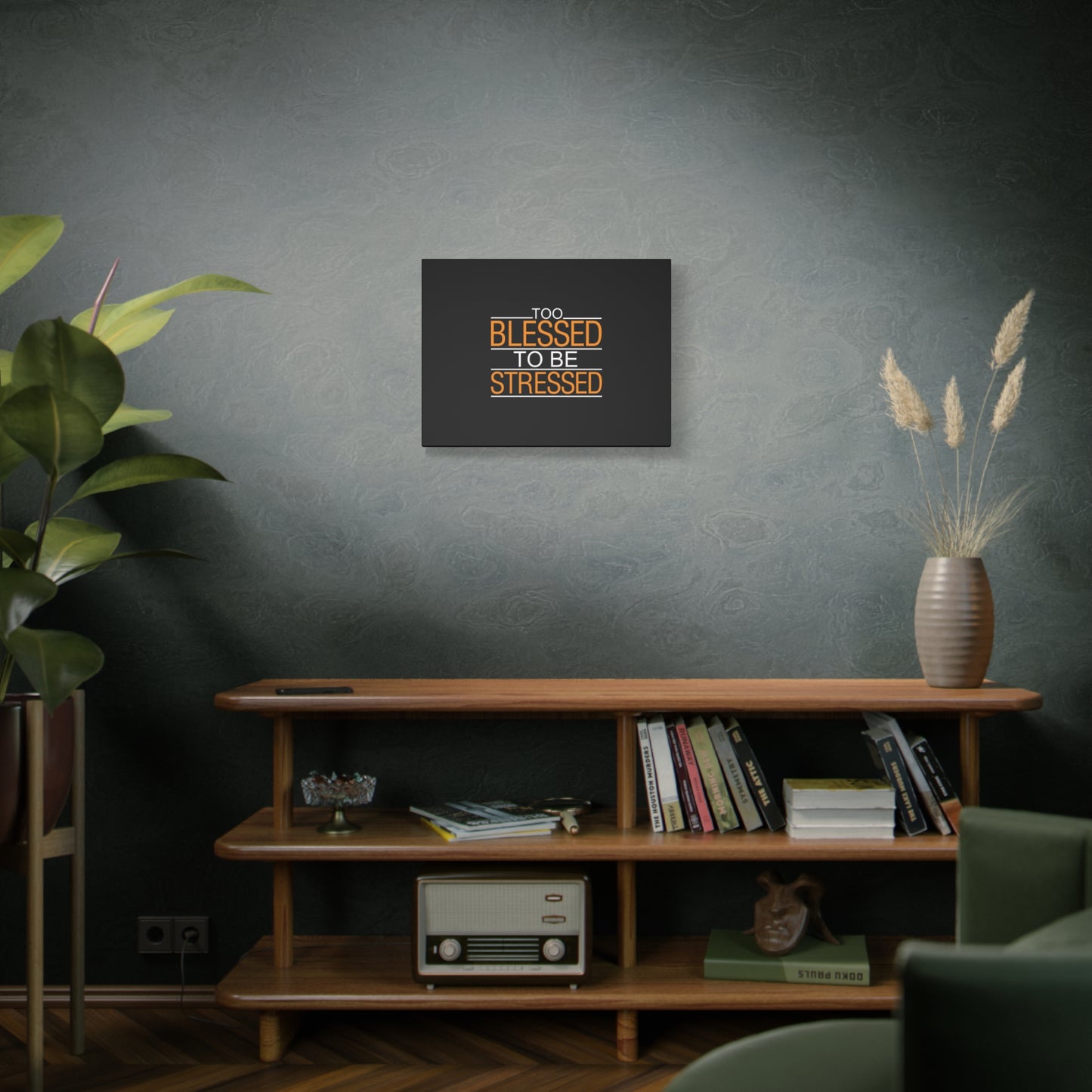 Scripture Canvas Too Blessed To Be Stressed PSALM 119:143 Christian Wall Art Bible Verse Print Ready to Hang