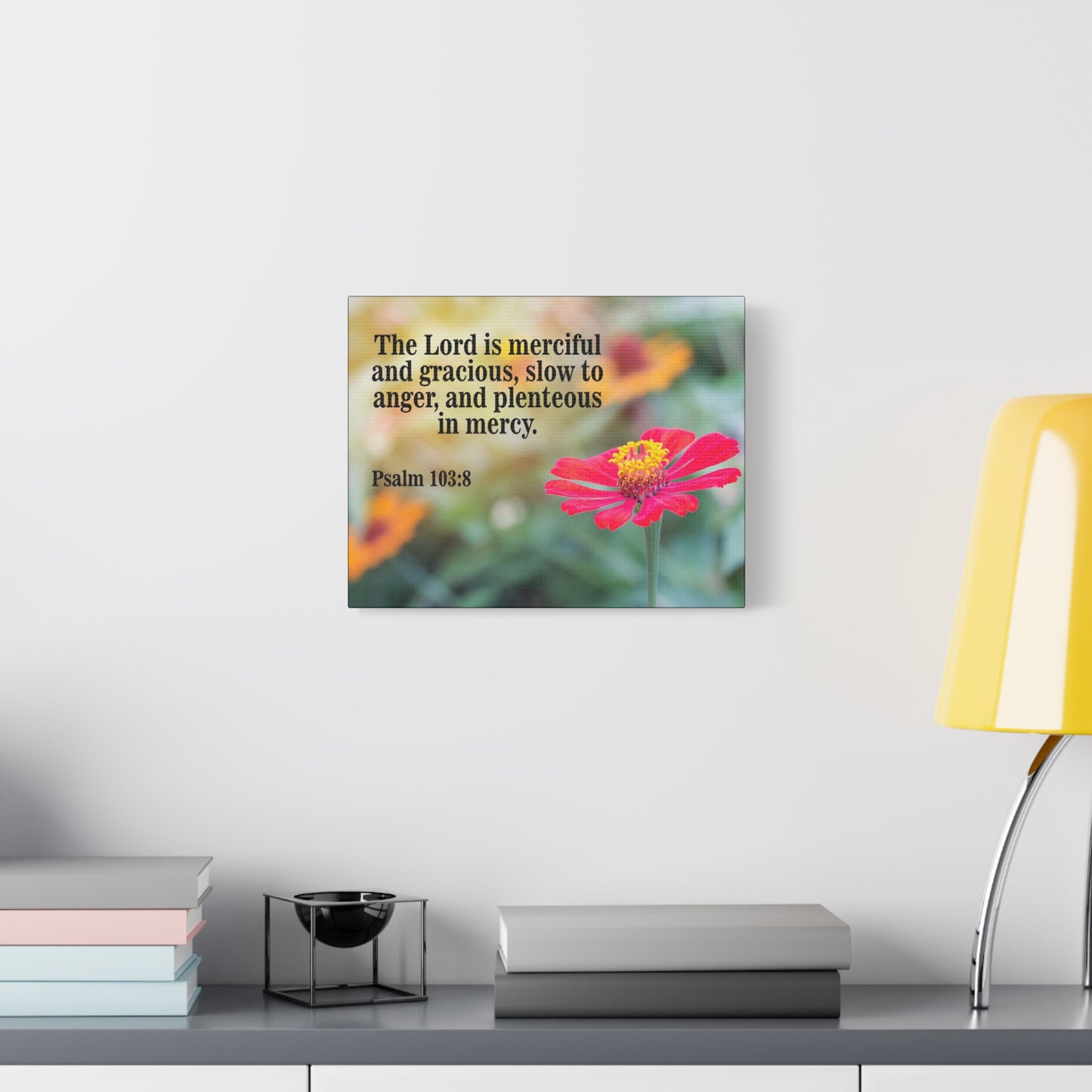 Scripture Canvas The Lord is Merciful and Gracious Psalm 103:8 Christian Wall Art Bible Verse Print Ready to Hang