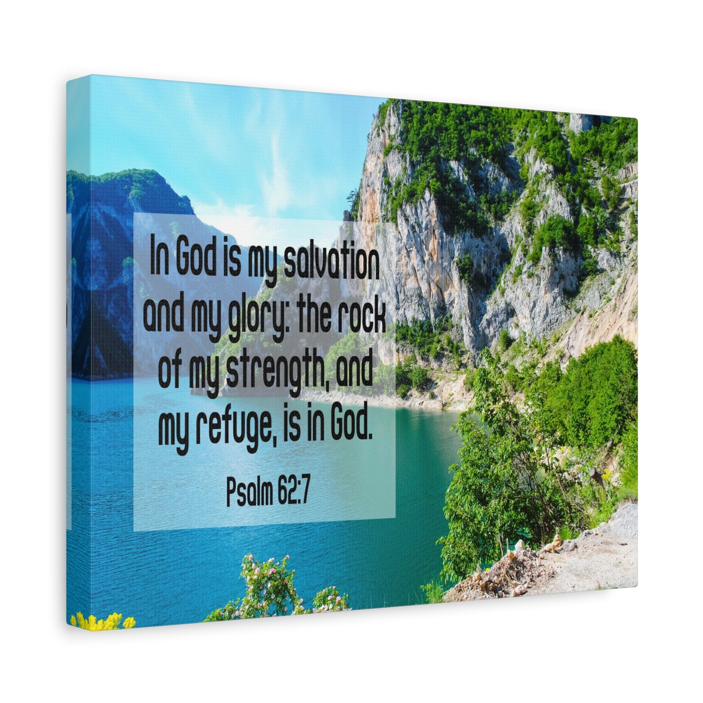 Scripture Canvas In God is My Salvation Psalm 62:7 Christian Wall Art Bible Verse Print Ready to Hang