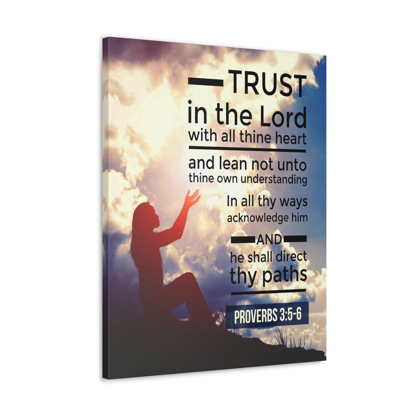 Trust in the Lord Proverbs 3:5-6 Christian Wall Art Bible Verse Print Ready to Hang