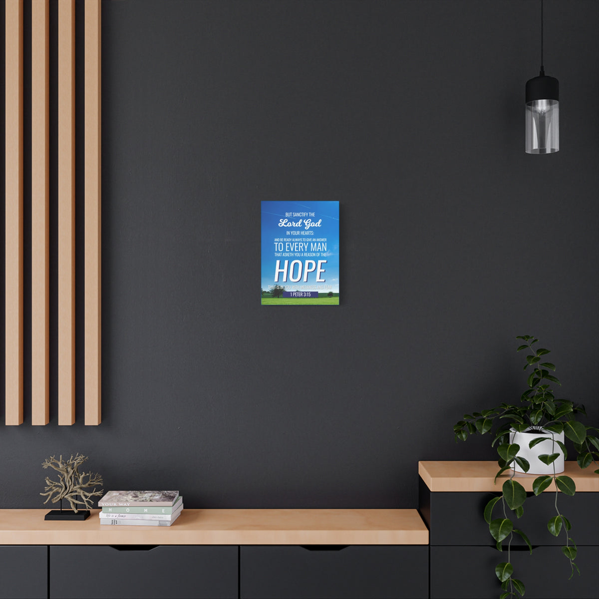 Scripture Canvas Sanctify the Lord God 1 Peter 3:15 Christian Wall Art Bible Verse Print Ready to Hang