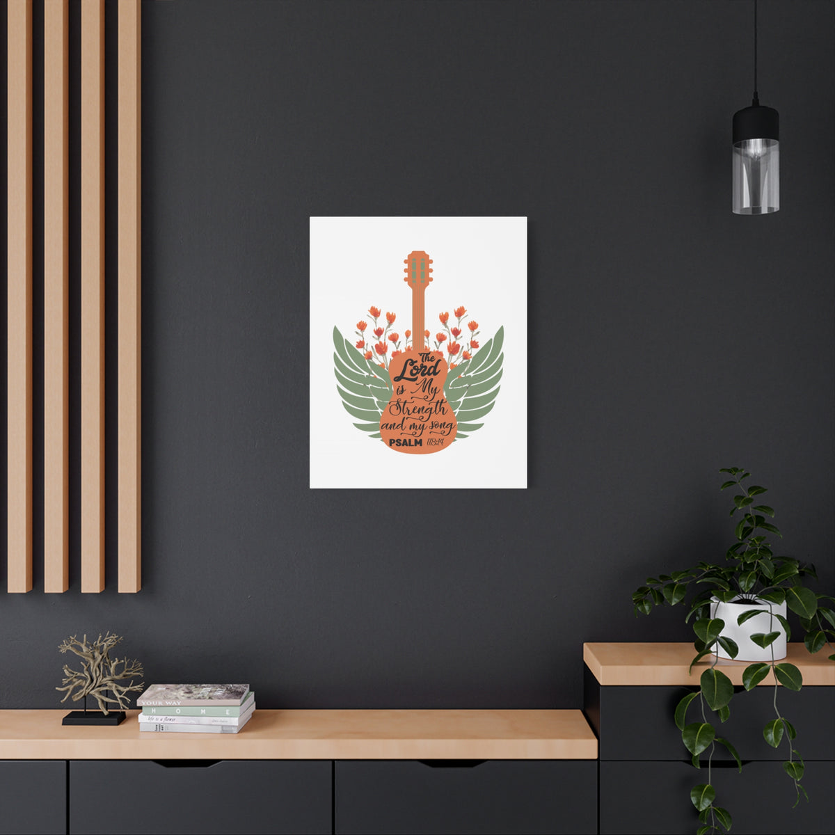 Scripture Canvas Strength And My Song Psalm 118:14 Christian Wall Art Bible Verse Print Ready to Hang