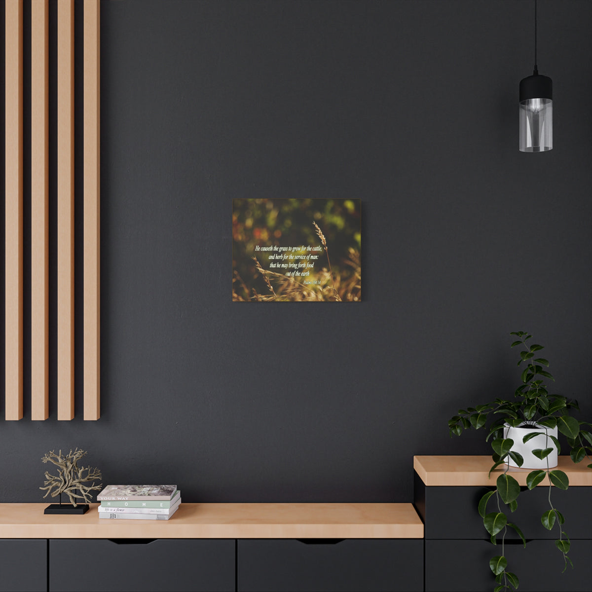 Scripture Canvas He May Bring Forth Psalms 104:14 Christian Wall Art Bible Verse Print Ready to Hang