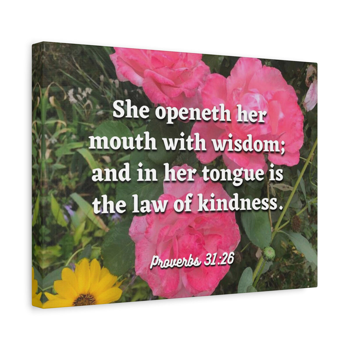 Scripture Canvas Her Mouth With Wisdom Proverbs 31:26 Christian Wall Art Bible Verse Print Ready to Hang