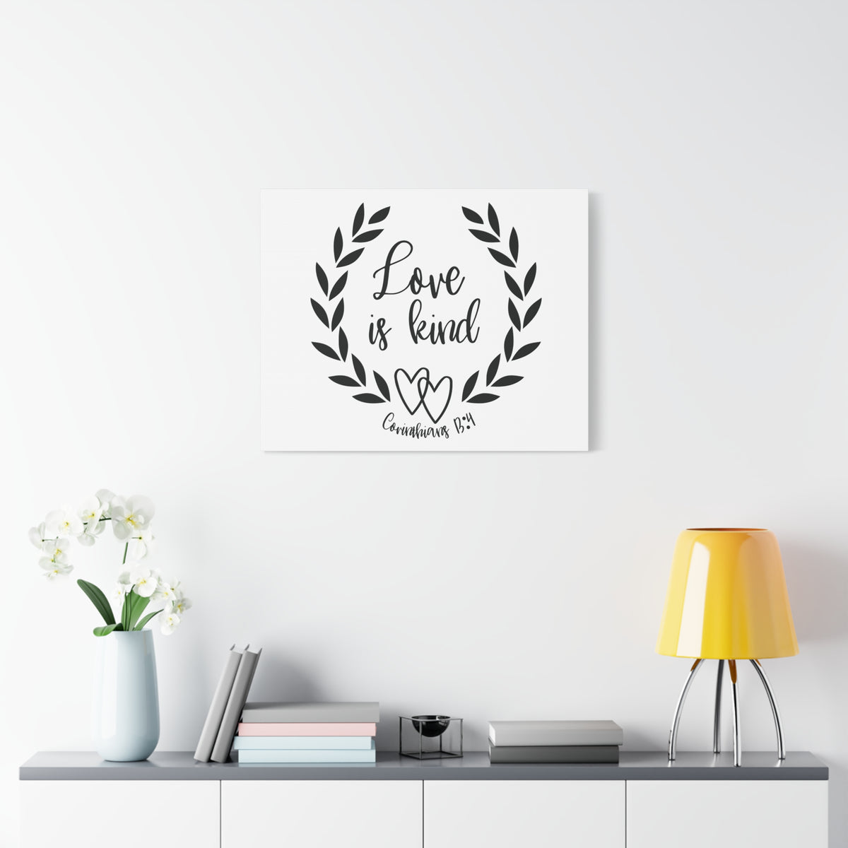 Scripture Canvas Love Is Kind Corinthians 13:4 Christian Wall Art Bible Verse Print Ready to Hang