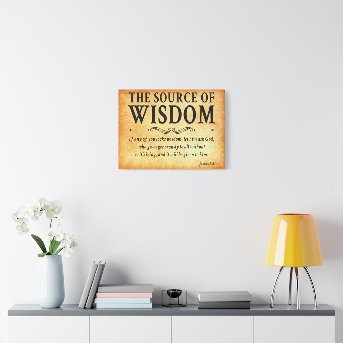 Scripture Walls James 1:5 The Source of Wisdom Gold Bible Verse Canvas Christian Wall Art Ready to Hang Unframed