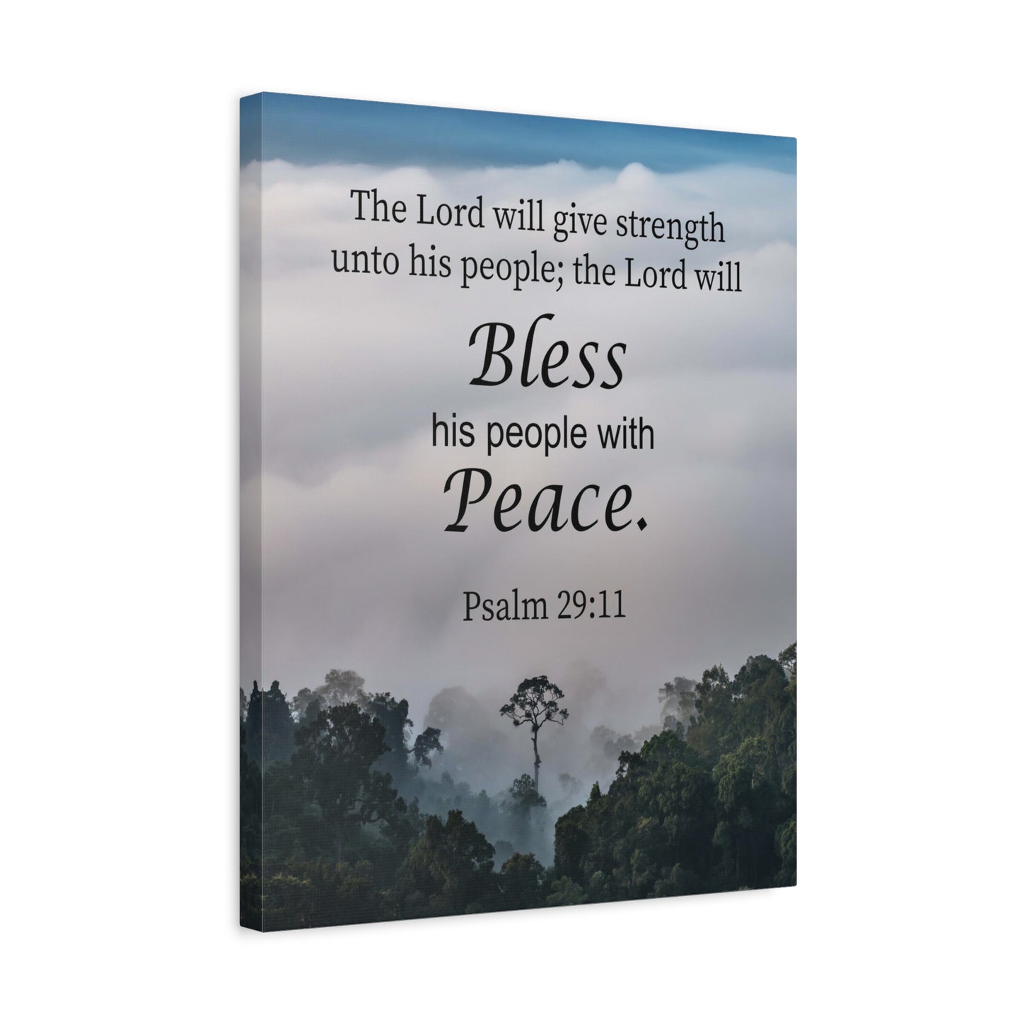 Scripture Canvas Bless Peace Psalm 29:11 Christian Wall Art Bible Verse Print Ready to Hang