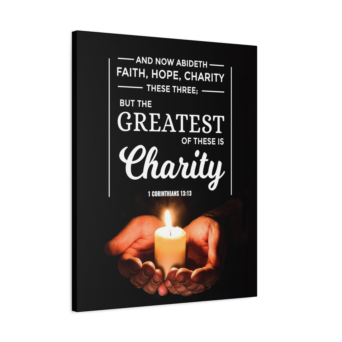Scripture Canvas Charity 1 Corinthians 13:13 Christian Wall Art Bible Verse Print Ready to Hang