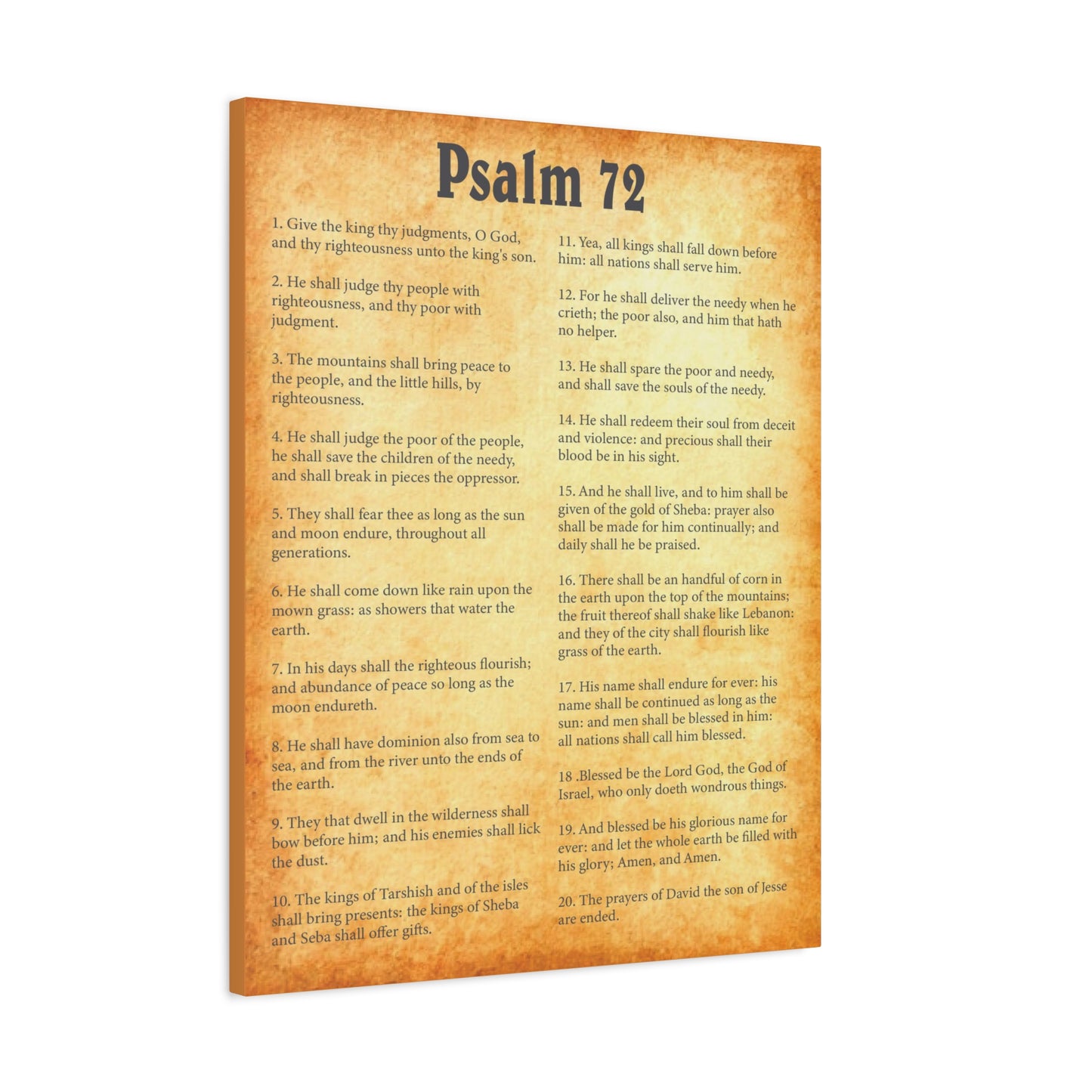 Scripture Walls Psalm 72 Gold Bible Chapter Canvas Christian Wall Art Ready to Hang