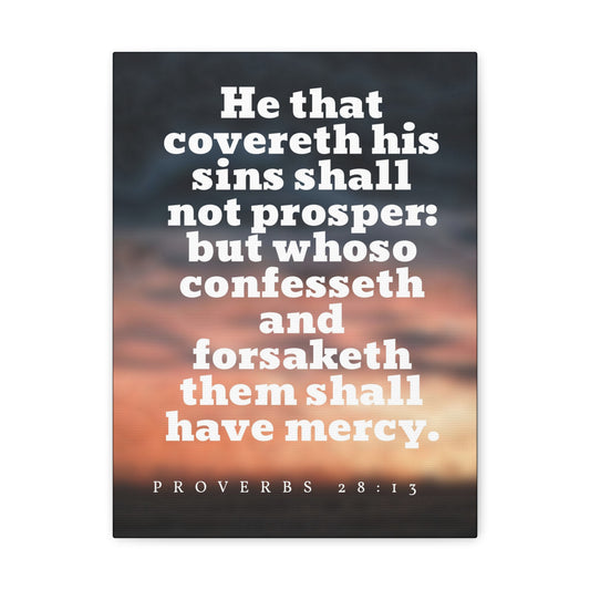 Them Shall Have Mercy Proverbs 28:13 Bible Verse Canvas Christian Wall Art Ready to Hang