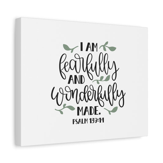 Scripture Canvas Wonderfully Made Psalm 139:14 Christian Wall Art Bible Verse Print Ready to Hang