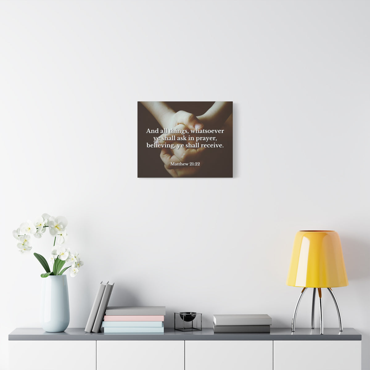 Scripture Canvas Believing Matthew 21:22 Christian Wall Art Bible Verse Print Ready to Hang