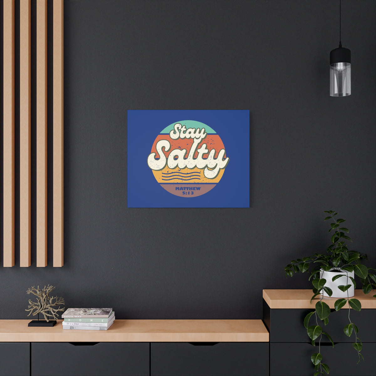 Scripture Canvas Stay Salty Matthew 5:13 Christian Wall Art Bible Verse Print Ready to Hang