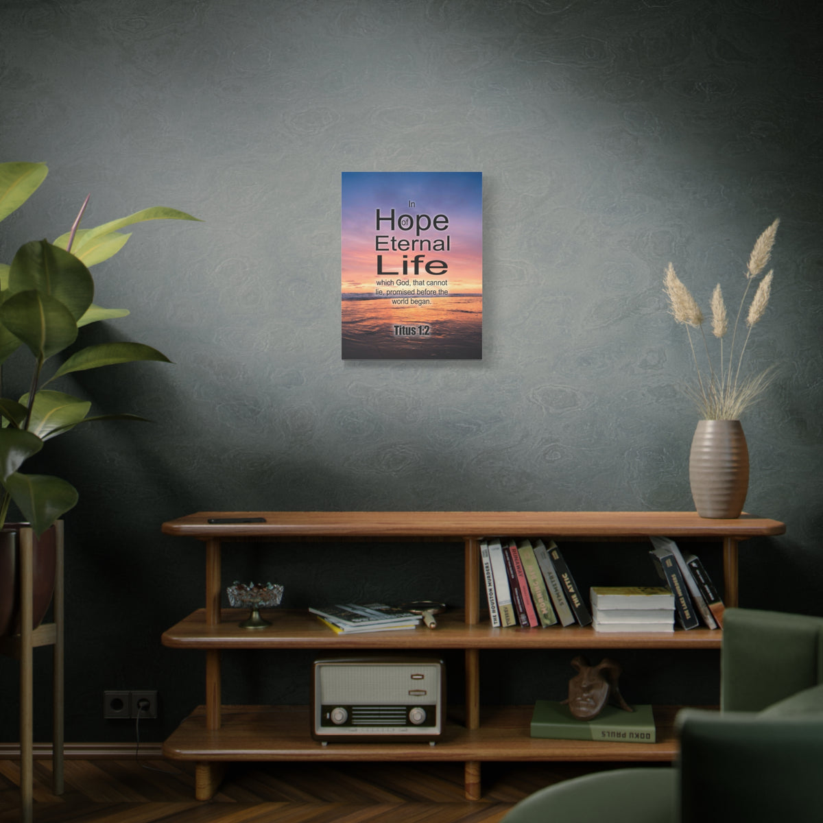 Scripture Canvas Eternal Life Titus 1:2 Christian Wall Art Bible Verse Print Ready to Hang