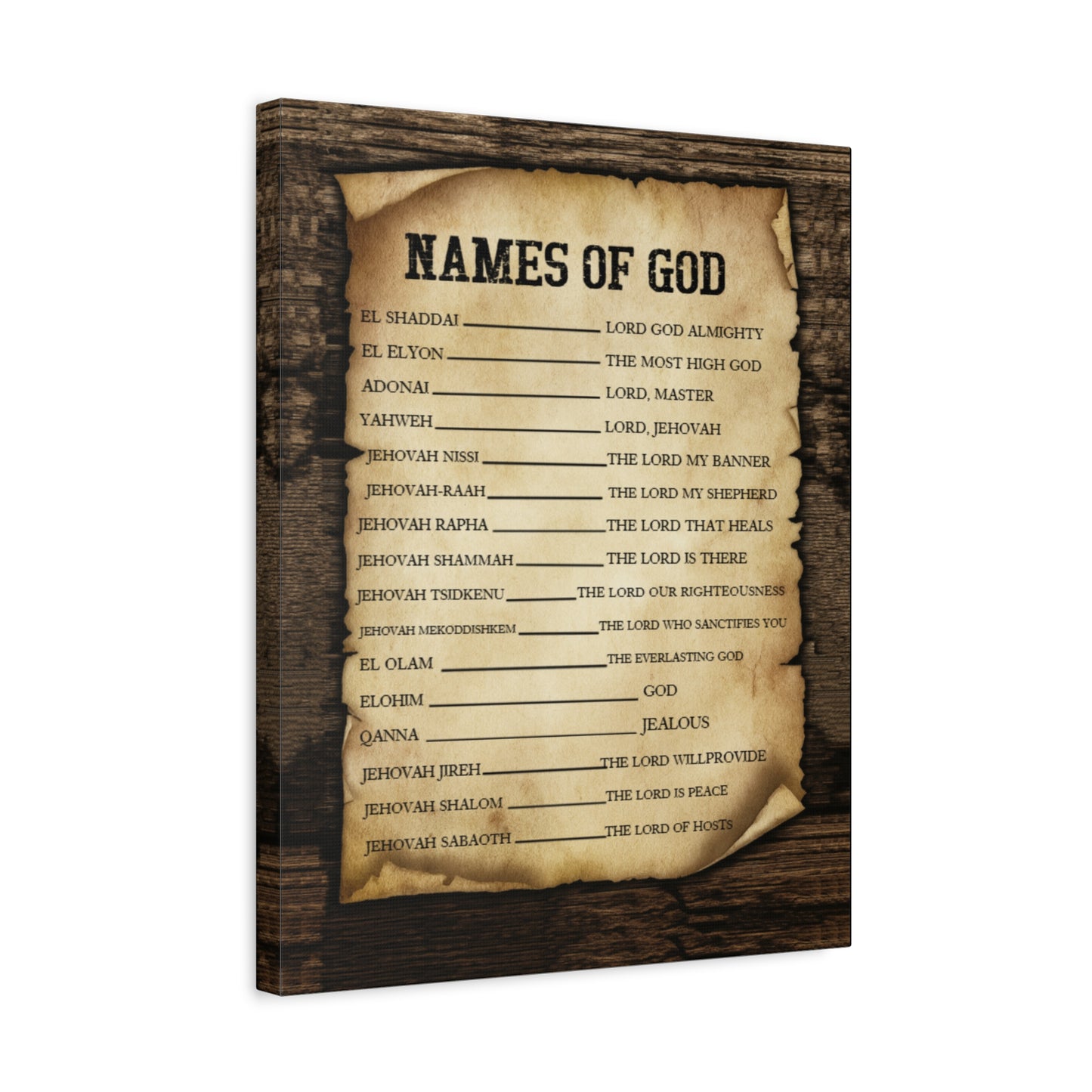 Scripture Canvas Names of God Christian Wall Art Bible Verse Print Ready to Hang