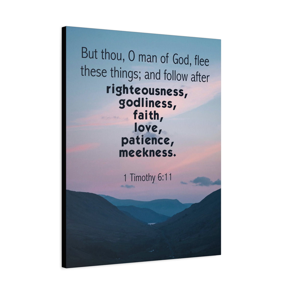 Scripture Canvas O Man of God 1 Timothy 6:11 Christian Wall Art Bible Verse Print Ready to Hang