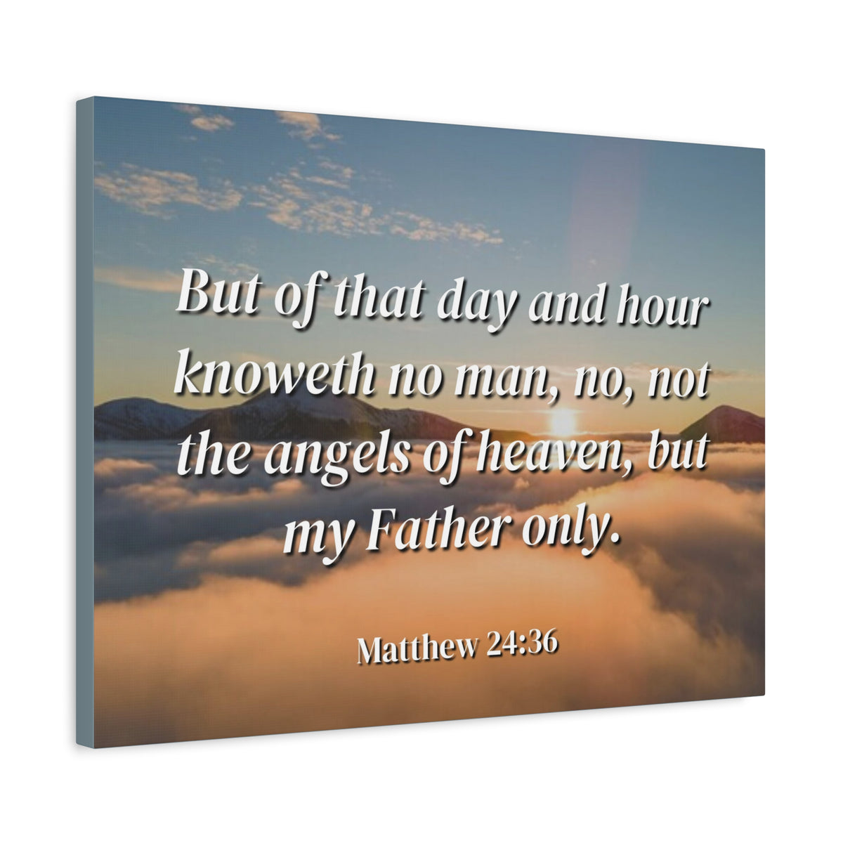 Scripture Canvas Angels Of Heaven Matthew 24:36 Christian Wall Art Bible Verse Print Ready to Hang