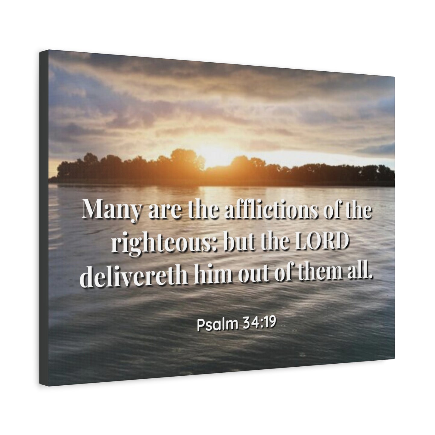 Scripture Canvas The Afflictions Psalm 34:19 Christian Wall Art Bible Verse Print Ready to Hang