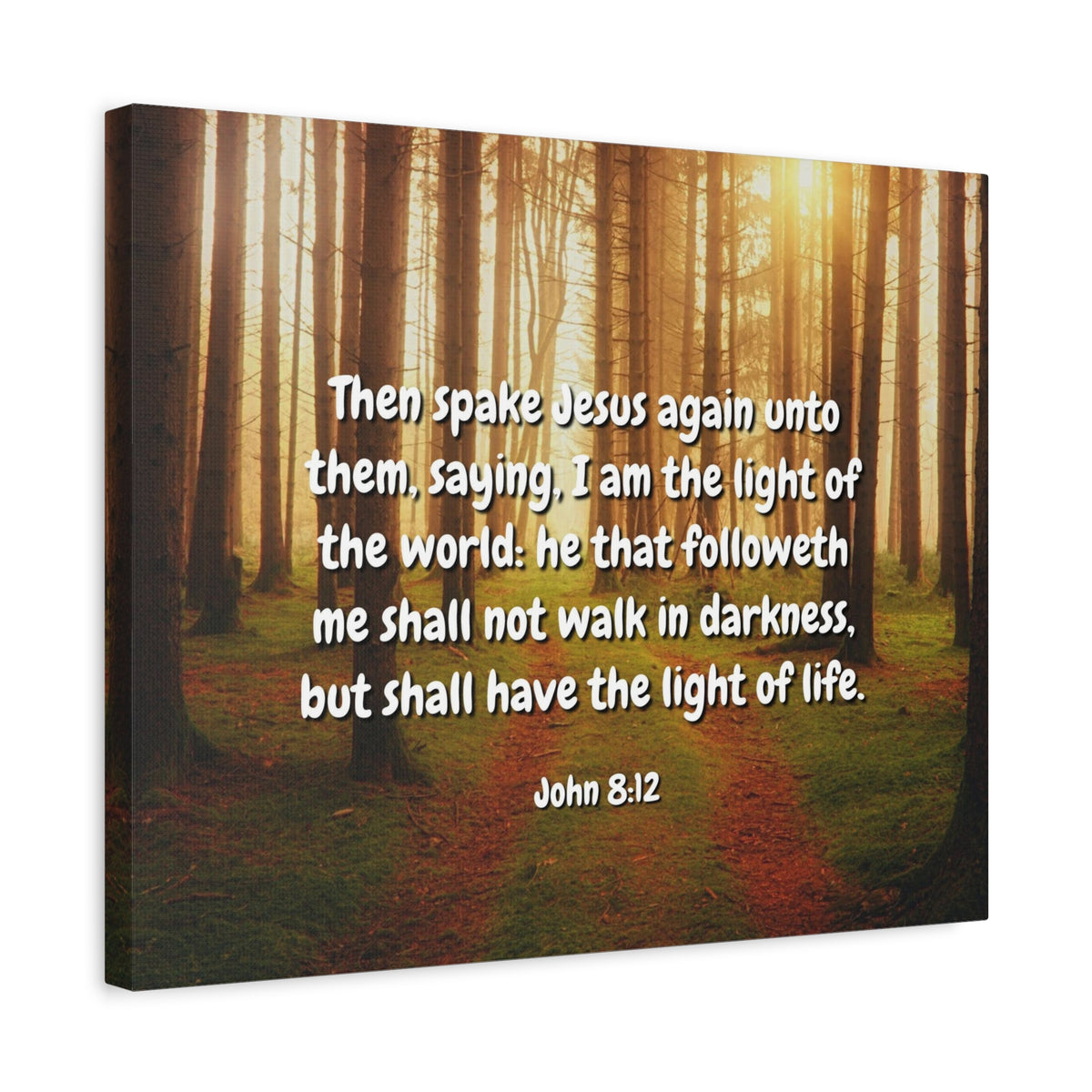 Scripture Canvas Light Of Life John 8:12 Christian Wall Art Bible Verse Print Ready to Hang