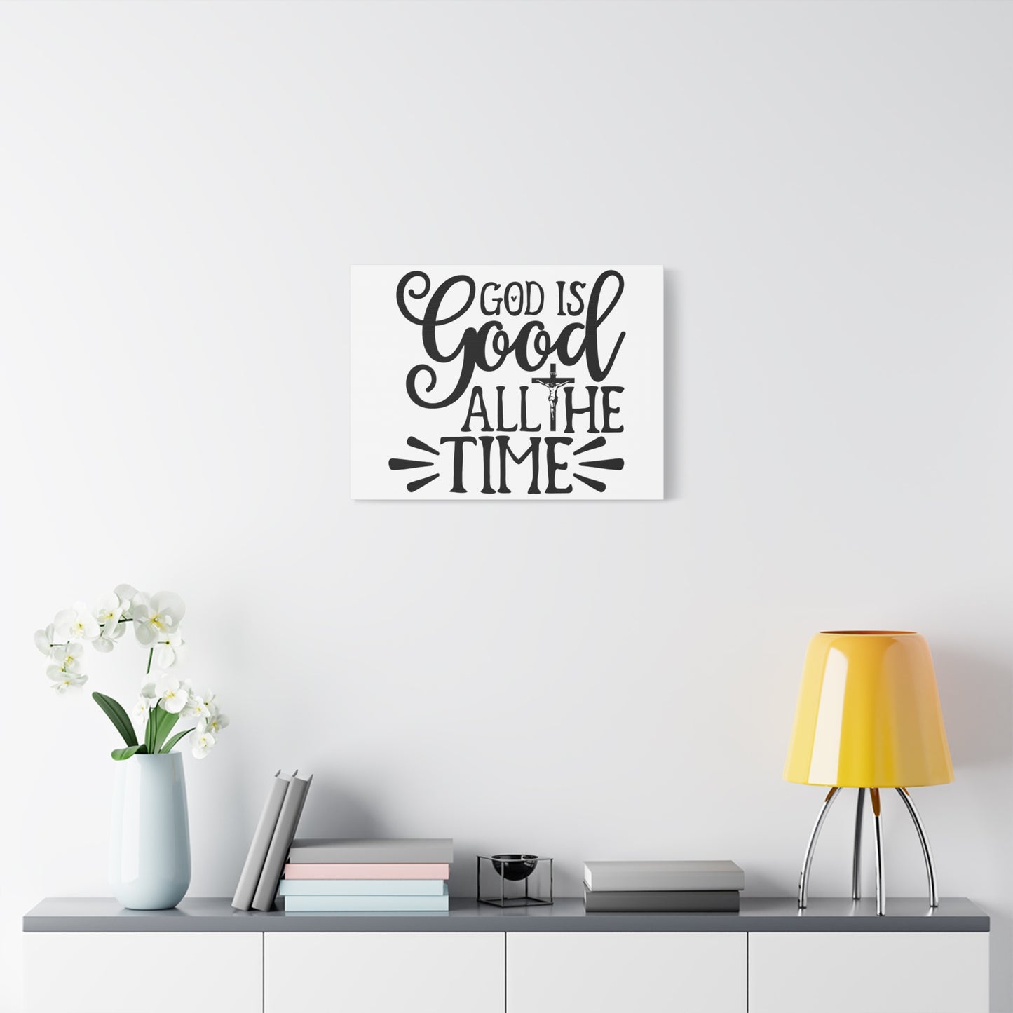 Scripture Walls God Is Good All The Time Psalm 34:8 Cross Christian Wall Art Print Ready to Hang
