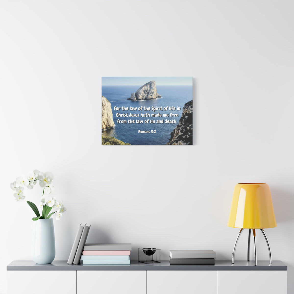 Scripture Canvas Spire Of Life Romans 8:2 Christian Wall Art Bible Verse Print Ready to Hang