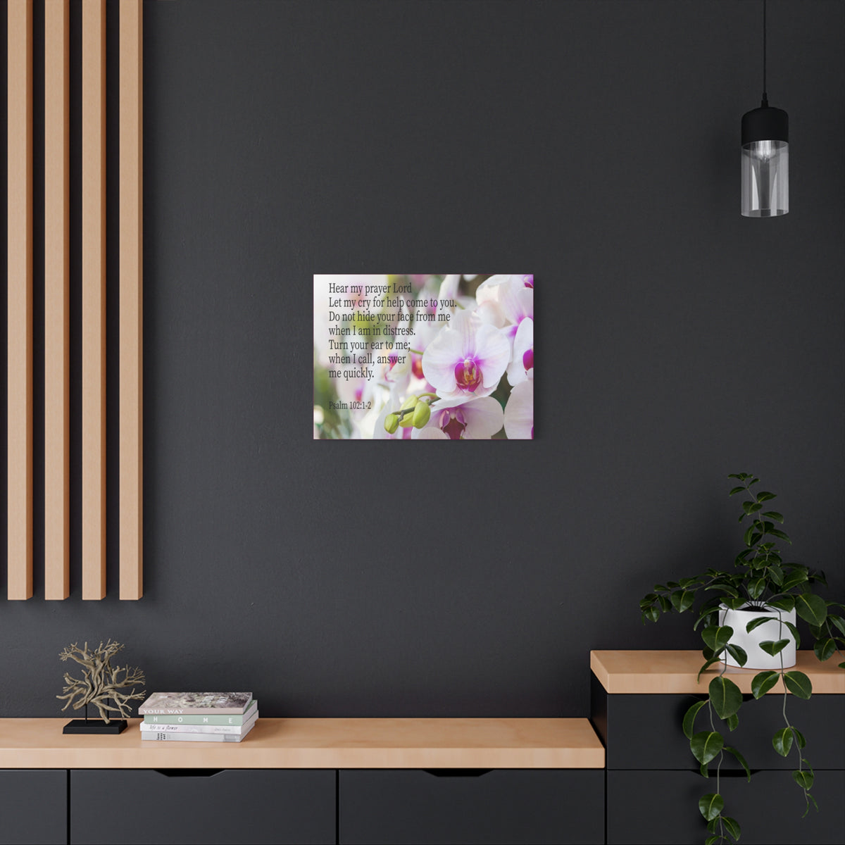 Scripture Canvas Hear My Prayer Lord Psalm 102:1-2 Christian Wall Art Bible Verse Print Ready to Hang