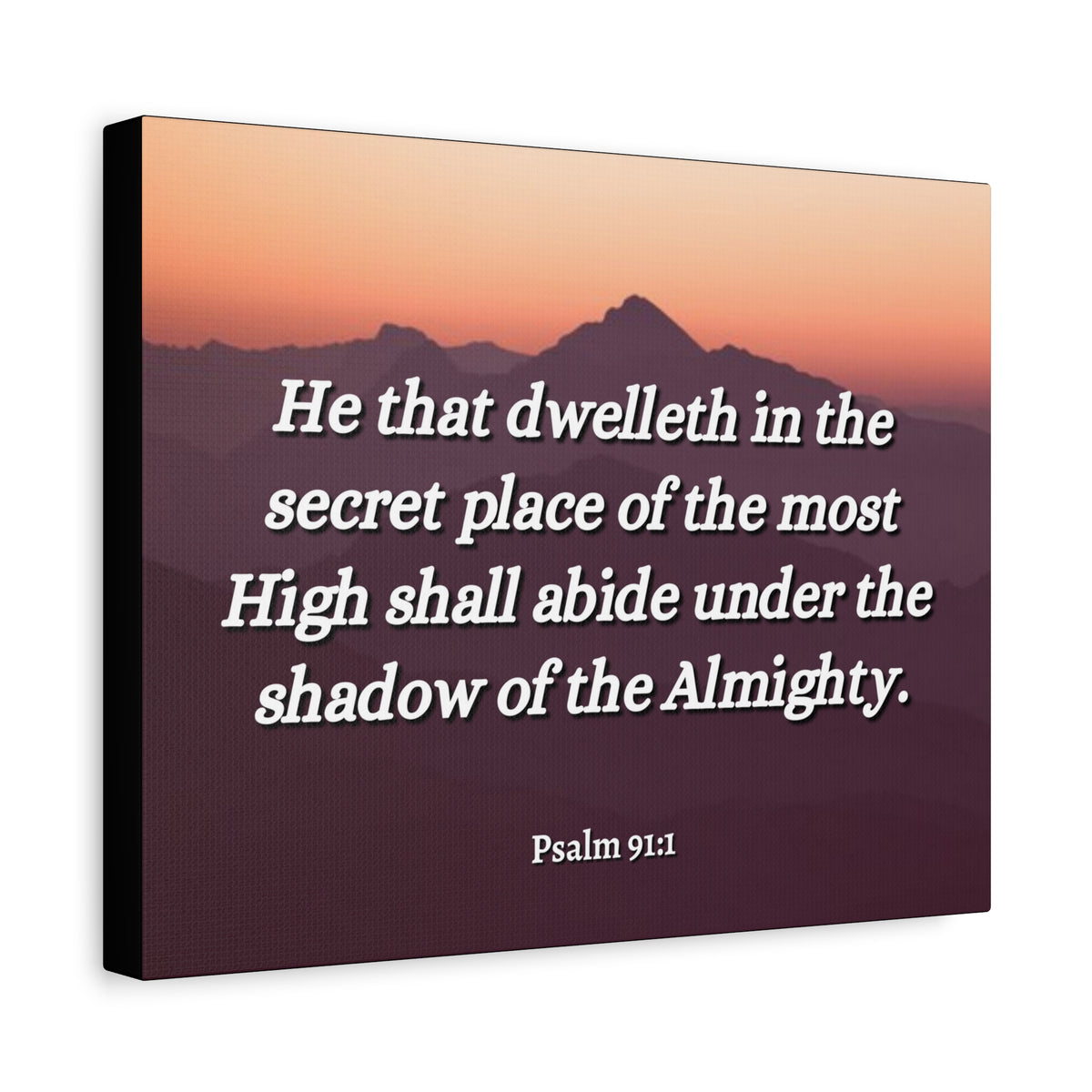 Scripture Canvas The Almighty Psalms 91:1 Christian Wall Art Bible Verse Print Ready to Hang