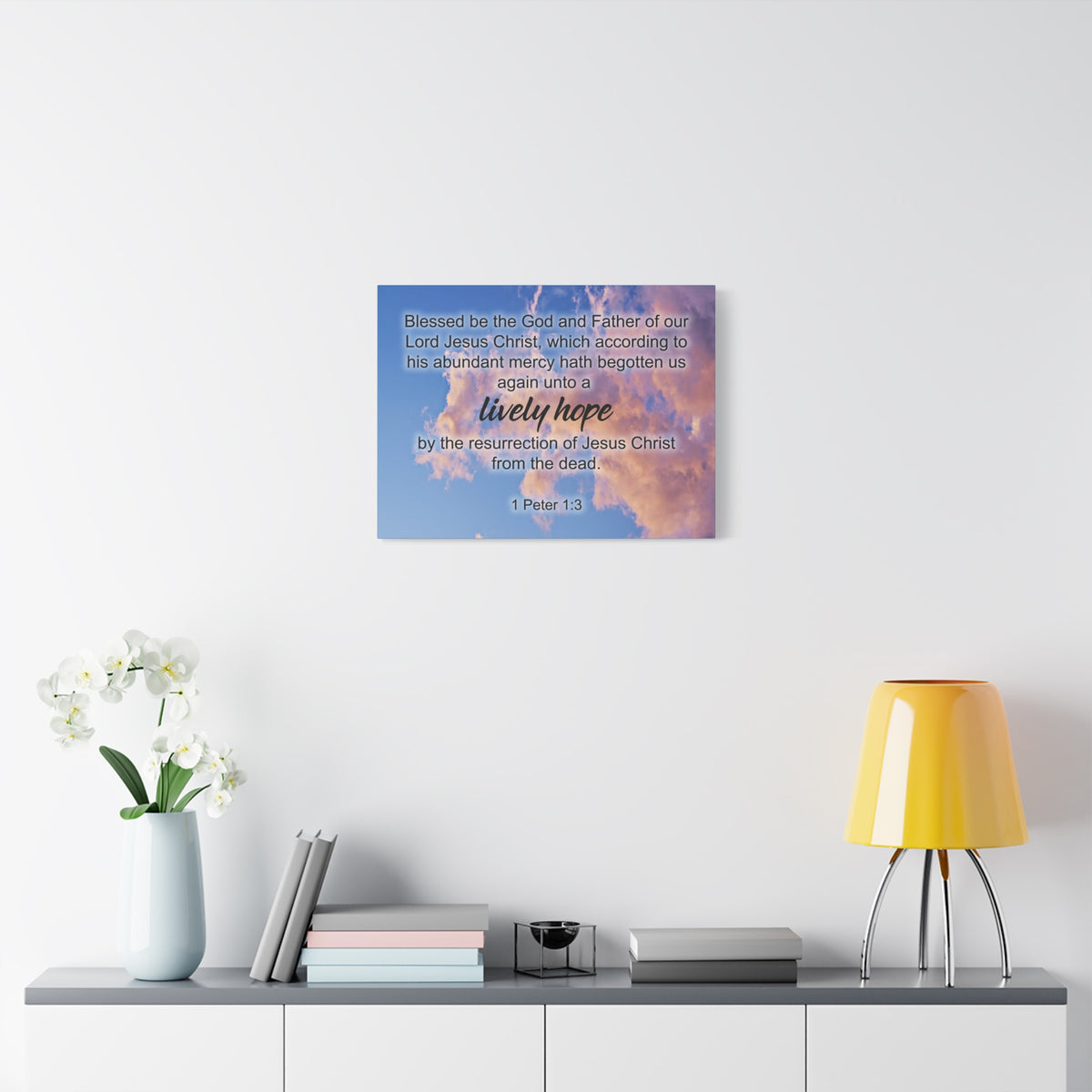Scripture Canvas Lively Hope 1 Peter 1:3 Christian Wall Art Bible Verse Print Ready to Hang