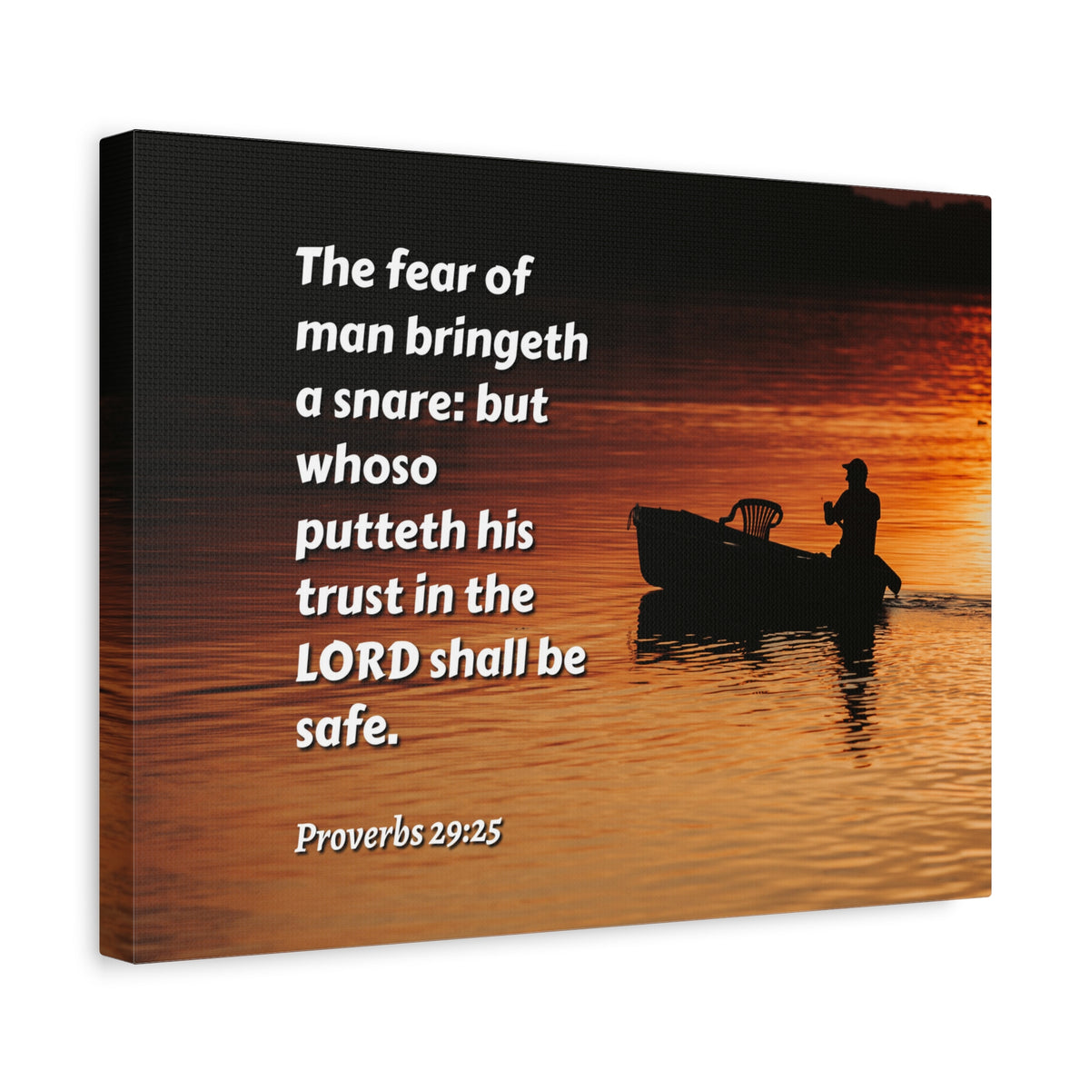 Scripture Canvas Fear Of Man Proverbs 29:25 Christian Wall Art Bible Verse Print Ready to Hang