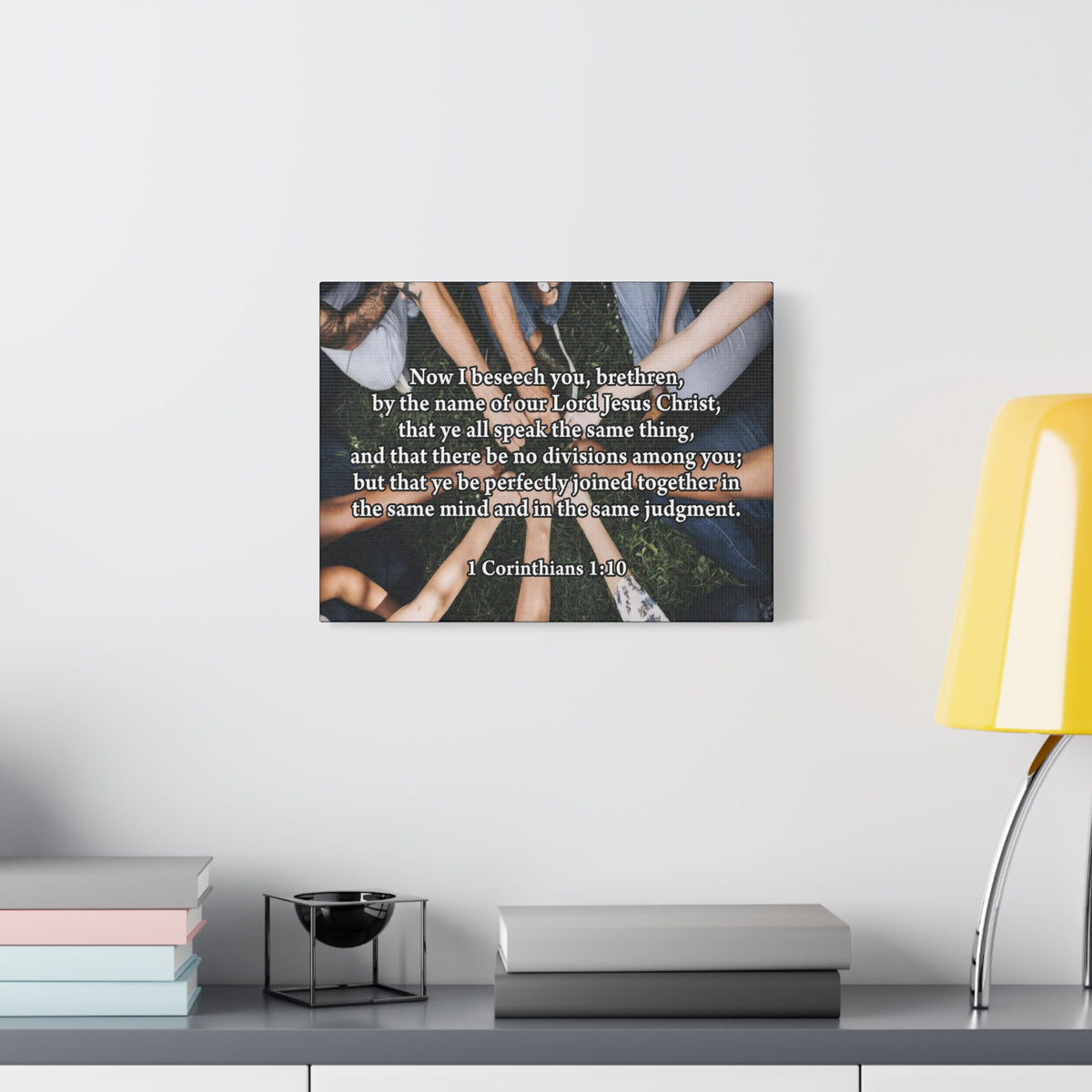 Scripture Canvas Now I Beseech You 1 Corinthians 1:10 Christian Wall Art Bible Verse Print Ready to Hang