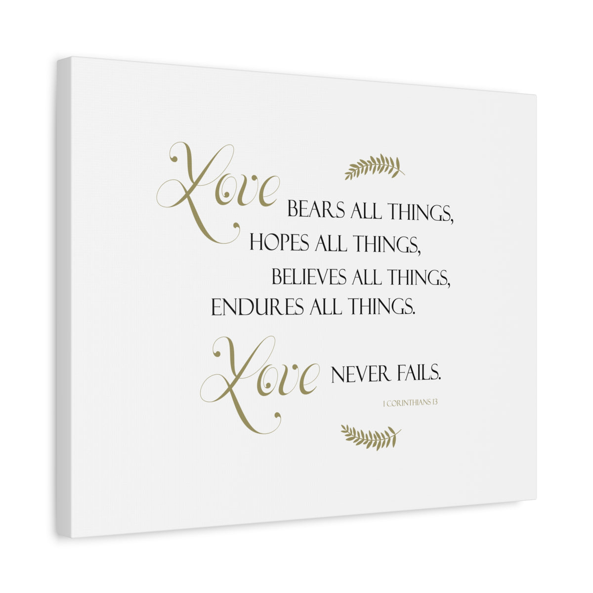 Scripture Canvas Love, Bears All Things 1 Corinthians 13 Christian Wall Art Bible Verse Print Ready to Hang