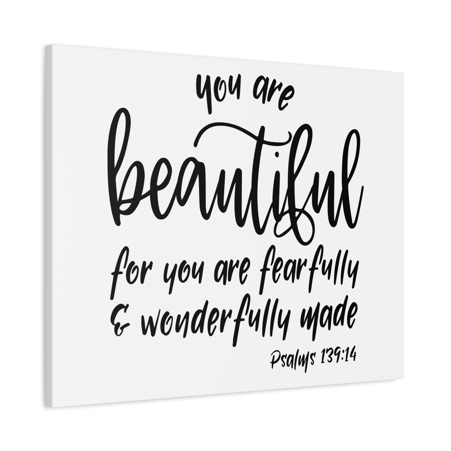 Scripture Canvas You Are Beautiful Psalm 139:14 Christian Wall Art Bible Verse Print Ready to Hang