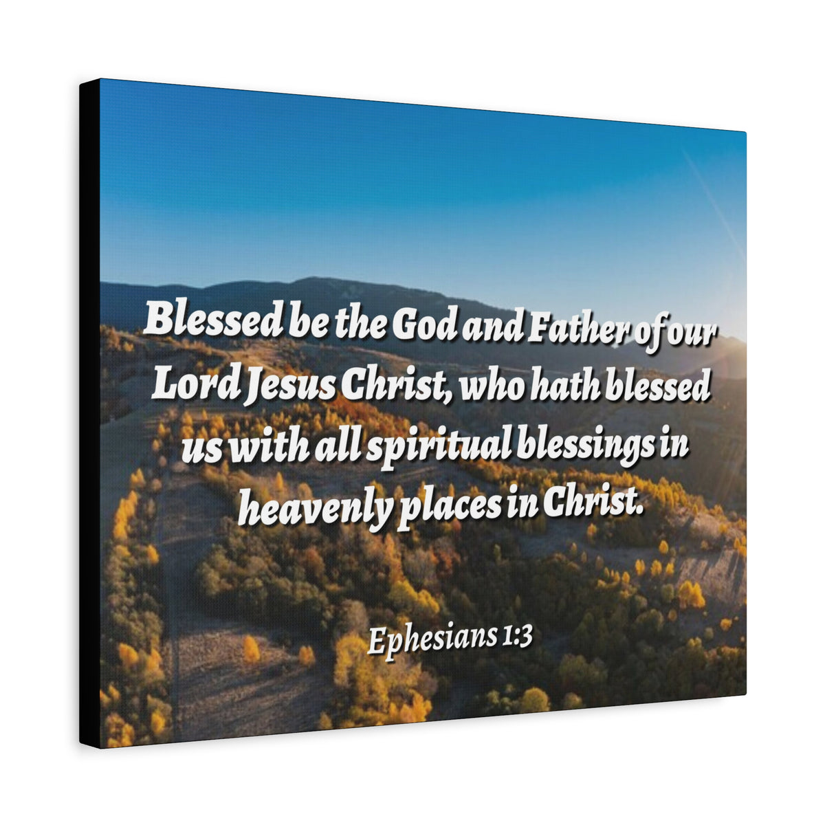 Scripture Canvas Spiritual Blessings Ephesians 1:3 Christian Wall Art Bible Verse Print Ready to Hang