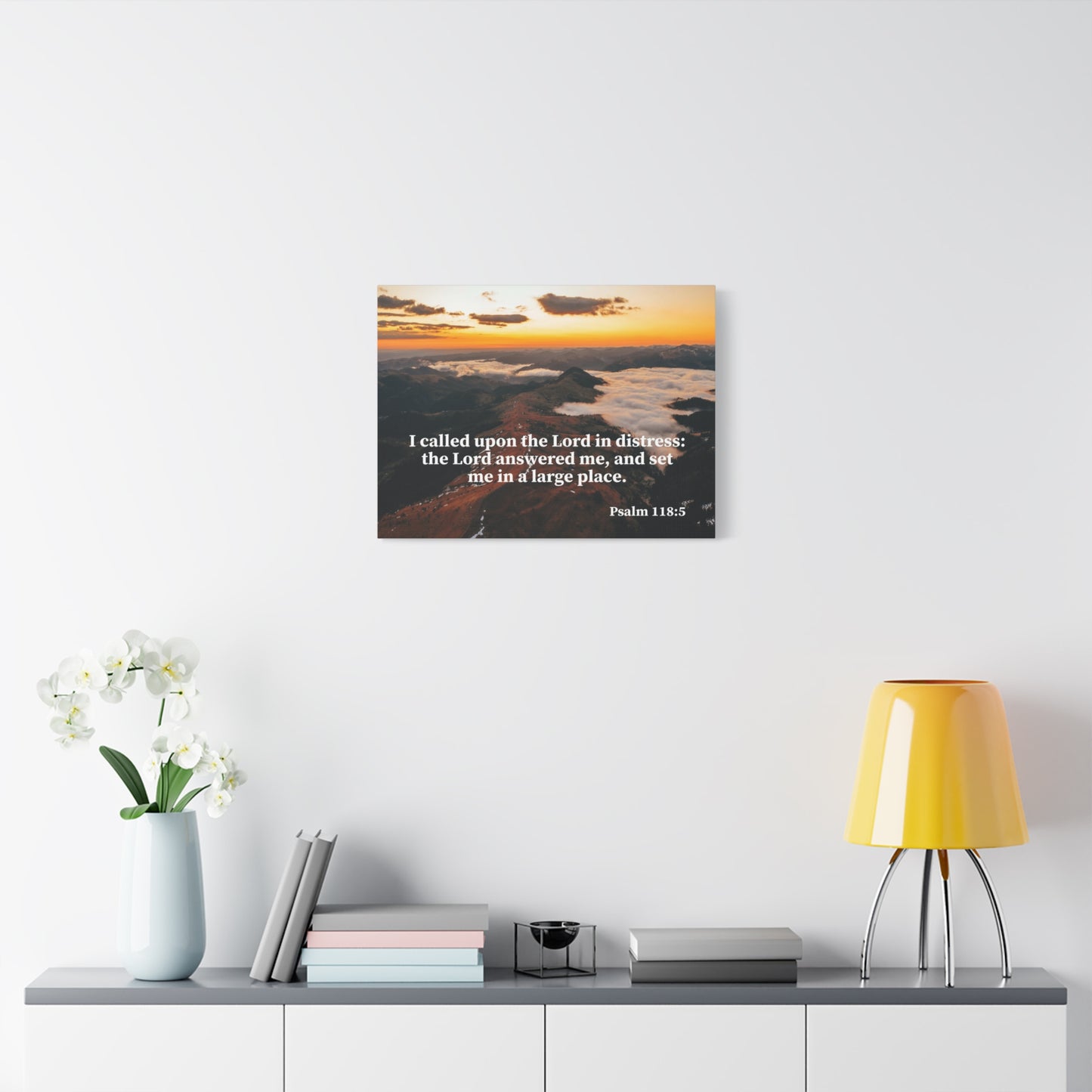 Bible Verse Canvas Called on the Lord Psalm 118:5 Wall Art Christian Home Decor