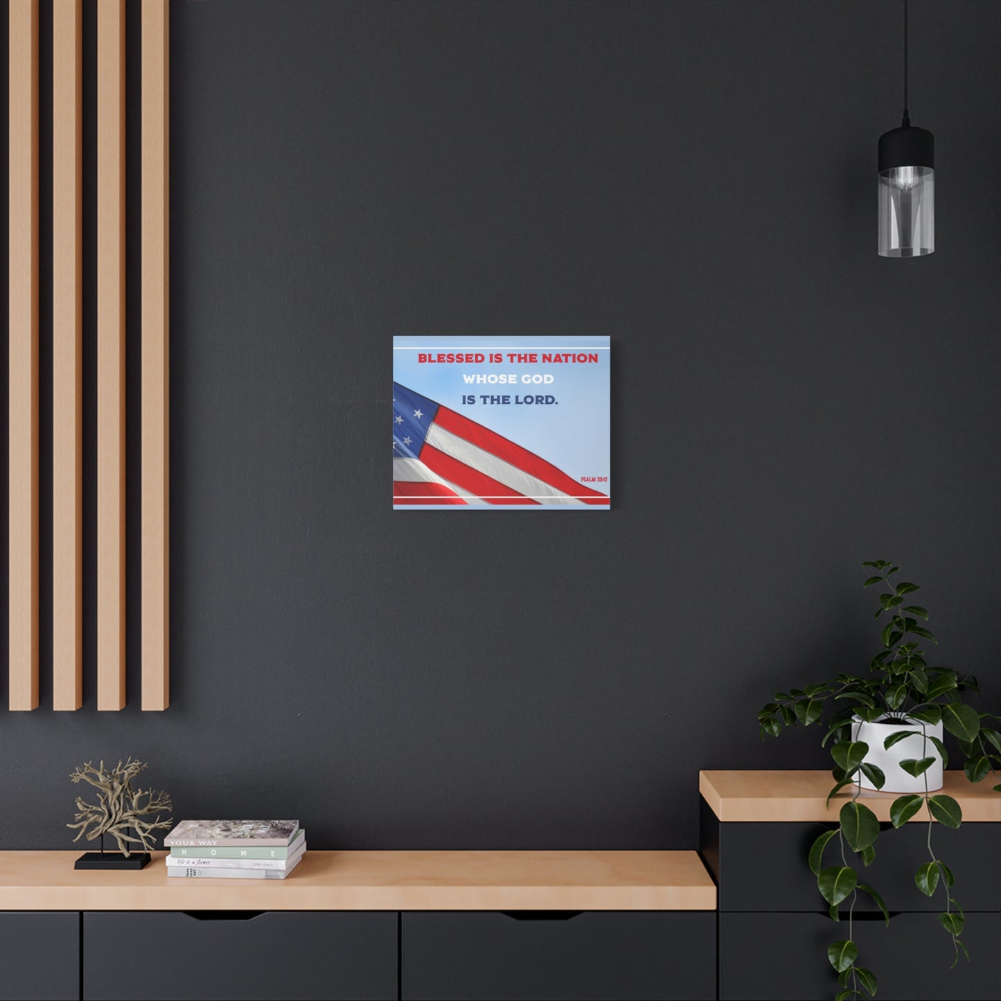 Scripture Canvas Blessed Is The Nation Psalm 33:12 Christian Wall Art Bible Verse Print Ready to Hang