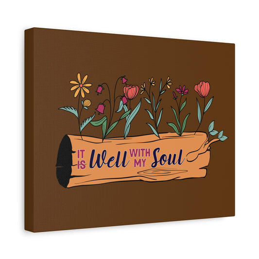 Scripture Canvas With My Soul Flower Psalm 42:7 Christian Wall Art Bible Verse Print Ready to Hang
