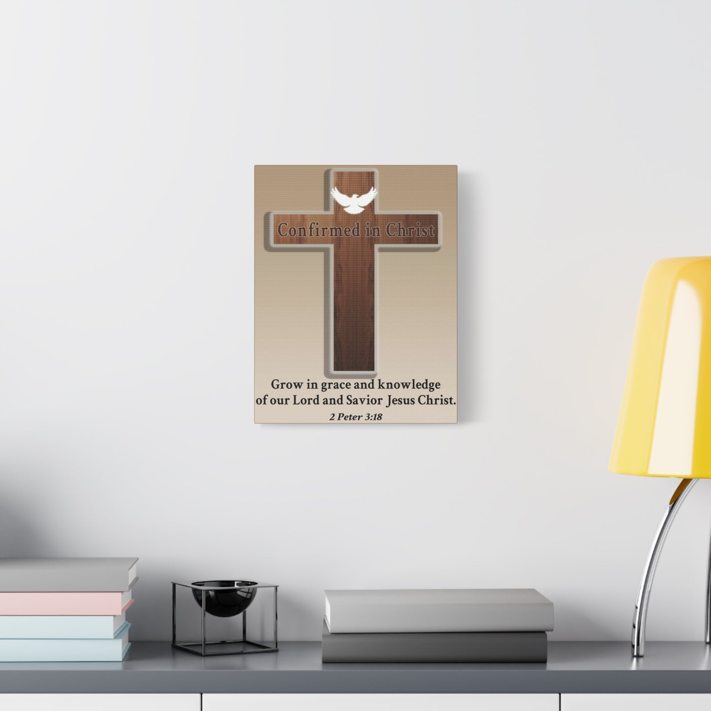 Scripture Walls 2 Peter 3:18 Confirmed in Christ Cross Bible Canvas Christian Wall Art Ready to Hang Unframed