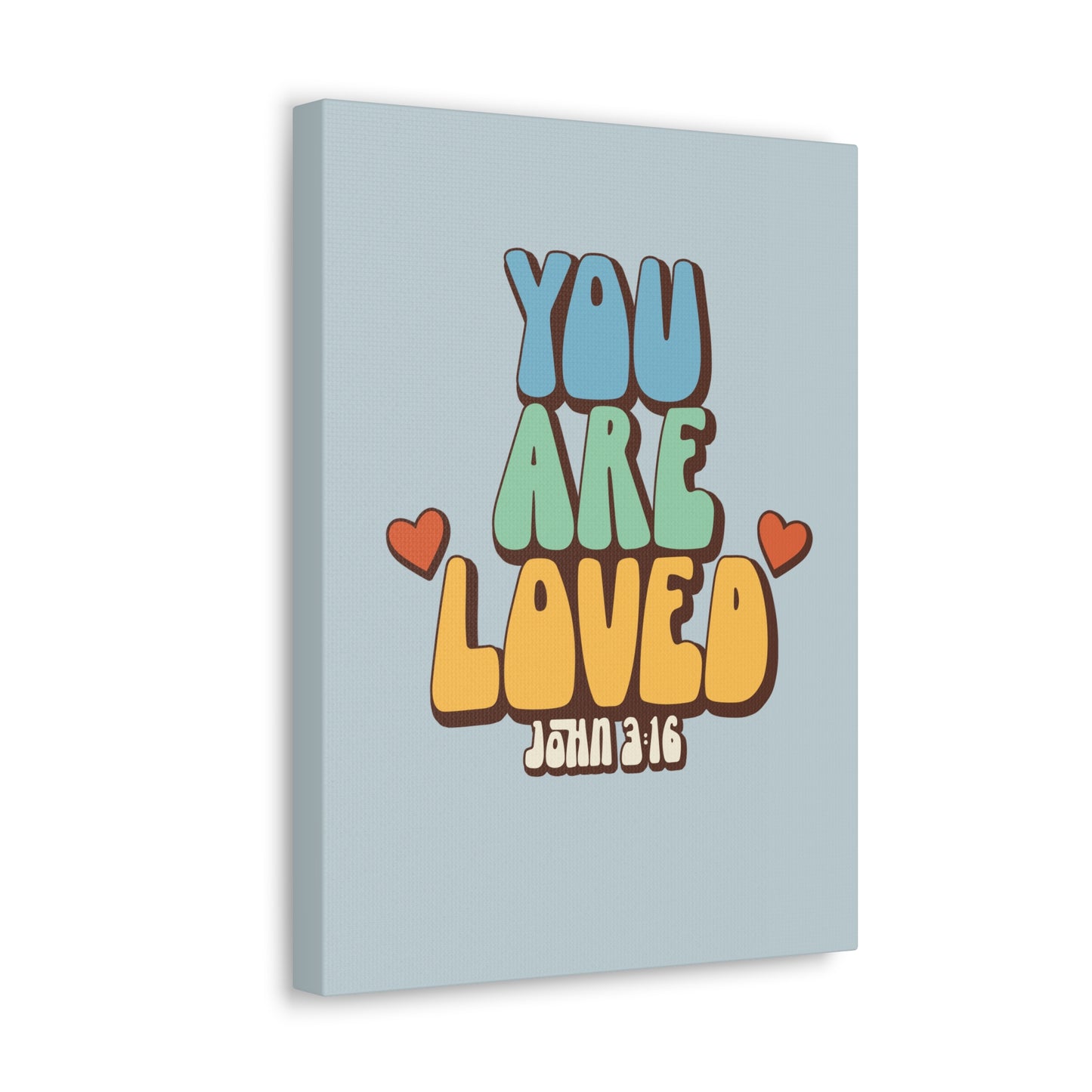 You Are Loved John 3:16 Light Blue Bible Verse Canvas Christian Wall Art Ready to Hang