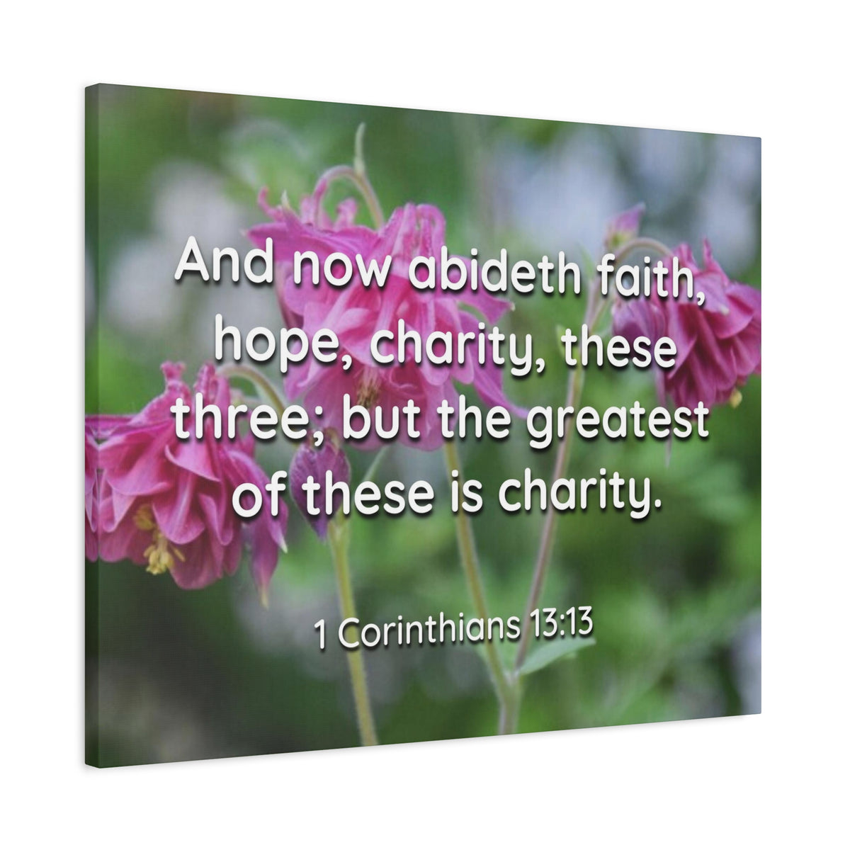 Scripture Canvas Abideth Faith, Hope, Charity 1 Corinthians 13:13 Christian Wall Art Bible Verse Print Ready to Hang