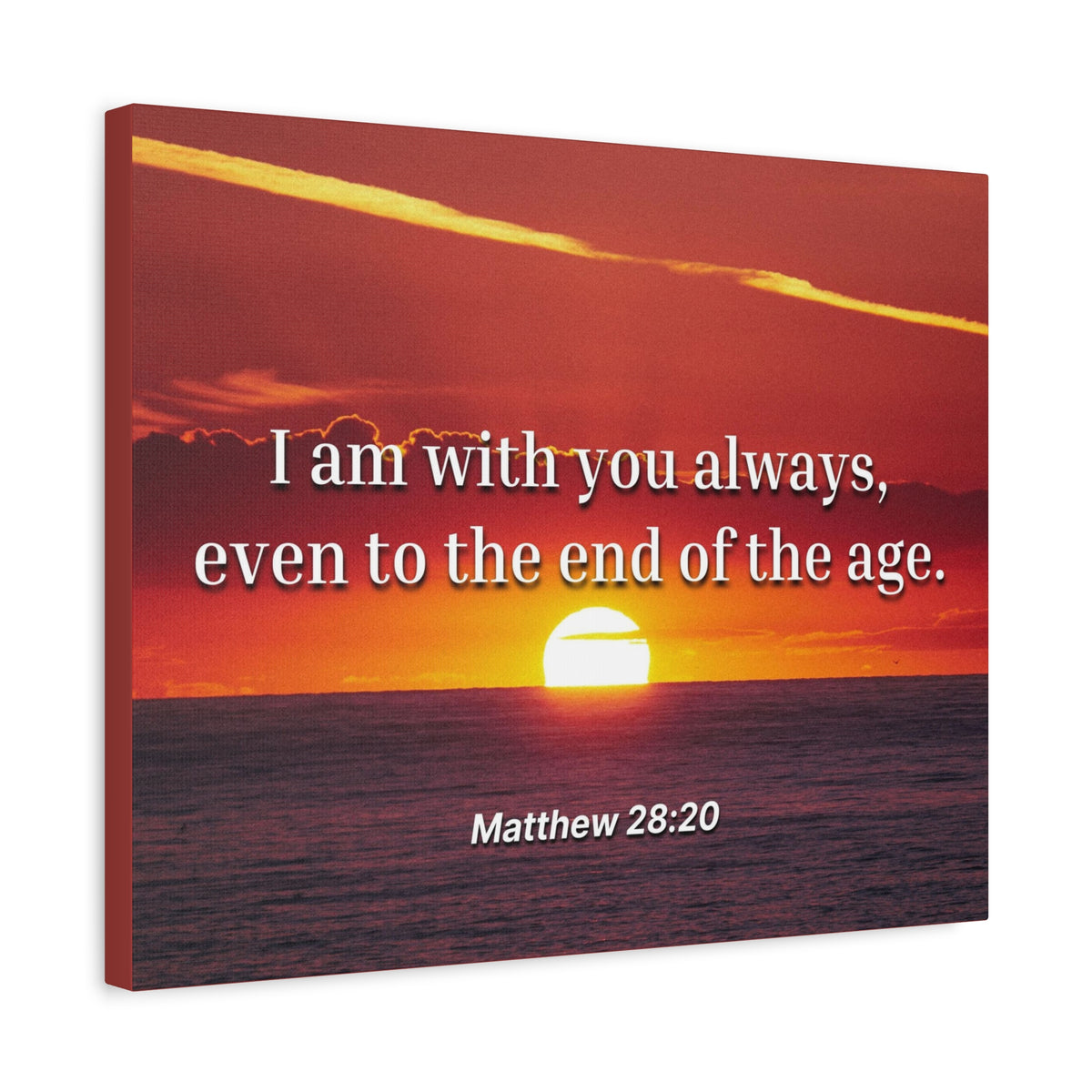 Scripture Canvas Unto The End Matthew 28:20 Christian Wall Art Bible Verse Print Ready to Hang